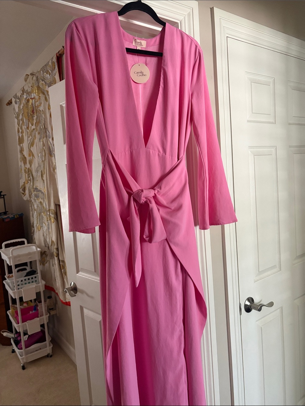 Camila Coelho Pink Maxi Dress with Front Tie